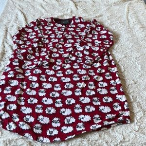Woolrich Sheep Graphic Red/White  Flannel Long Sleeve Womens Nightgown Size S/M